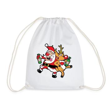 Lustiges Rentier Weihnachten Christmas Xmas - Turnbeutel - Weiß - Vorne