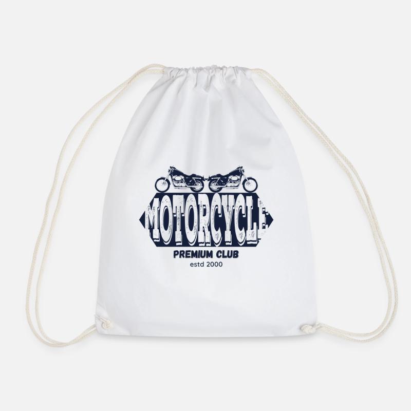 Vintage style biker - Drawstring Bag - white