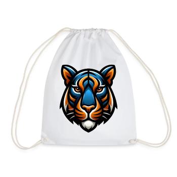 Tiger Kopf Vektor Blau Orange - Turnbeutel - Weiß - Vorne