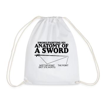 Sword Fighting 101 Anatomy Of A Sword 4 - Drawstring Bag - white - Front