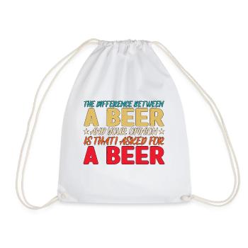 La différence entre une bière et votre opinion 3 - Sac de sport léger - blanc - Devant