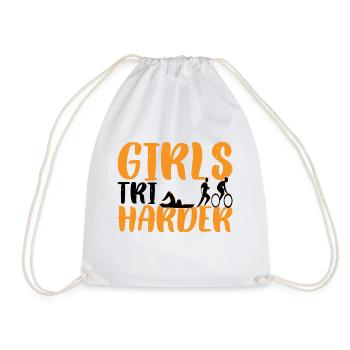 Girls Tri Harder 6 - Drawstring Bag - white - Front
