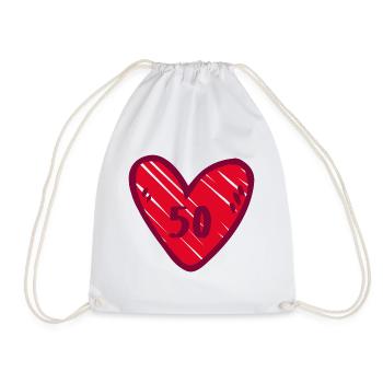 Cute heart red 50 years 50th birthday - Drawstring Bag - white - Front