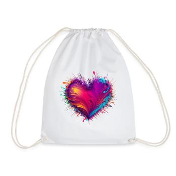Valentine's Day | Colorful Heart | Colorful Heart - Drawstring Bag - white - Front