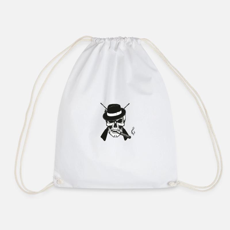 Mafia skull - Drawstring Bag - white