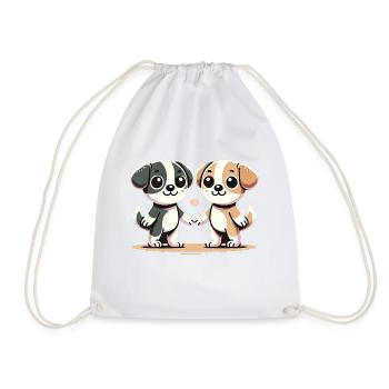 Two Cute Dog Friends Holding Hands - Turnbeutel - Weiß - Vorne