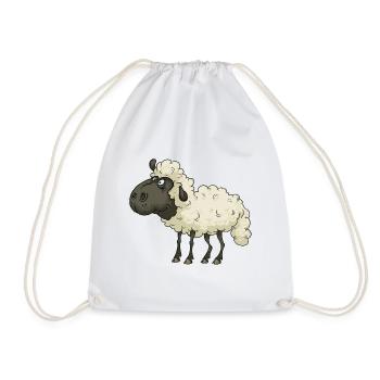 Funny Cute Cool Sheep Lamb - Drawstring Bag - white - Front