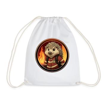 Firefighter Hedgehog - Drawstring Bag - white - Front