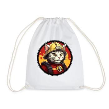 Katze Feuerwehr - Turnbeutel - Weiß - Vorne
