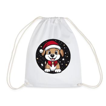 Dog Santa Claus - Drawstring Bag - white - Front