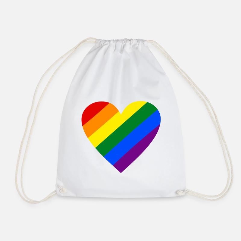 Regenbogen Herz - Turnbeutel - Weiß
