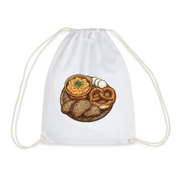 Rustikale Brotzeitplatte mit Obatzda - Turnbeutel - Weiß - Vorne