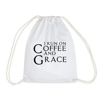 I Run On Coffee And Grace 3 - Drawstring Bag - white - Front