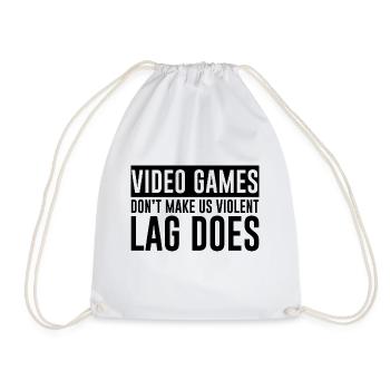Video Games Don't Make Us Violent, Lag Does - Drawstring Bag - white - Front