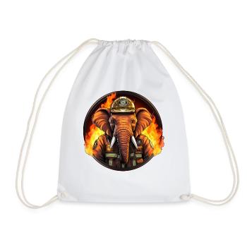 Firefighter Elephant - Drawstring Bag - white - Front