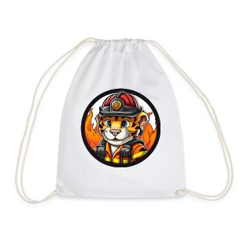 Tiger Feuerwehr / Feuerwehrmann Tiger - Turnbeutel - Weiß - Vorne