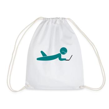 A programmer using a laptop - Drawstring Bag - white - Front