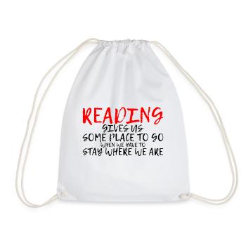 Reading Gives Us Some Place To Go 3 - Drawstring Bag - white - Front