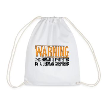This Human Is Protected by A German Shepherd 7 - Drawstring Bag - white - Front
