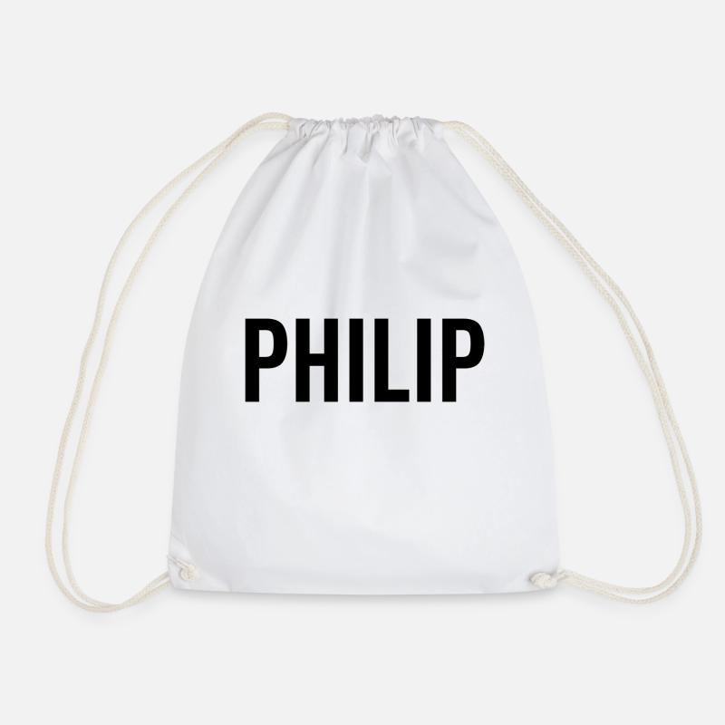 Philip Custom Name Schriftart Text Geburtstag - Turnbeutel - Weiß