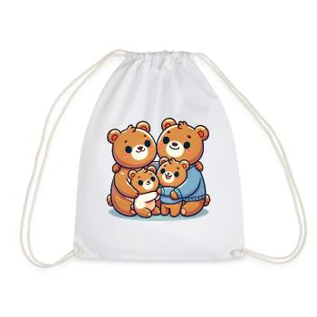 Bear Family Mother And Father With Two Children - Drawstring Bag - white - Front