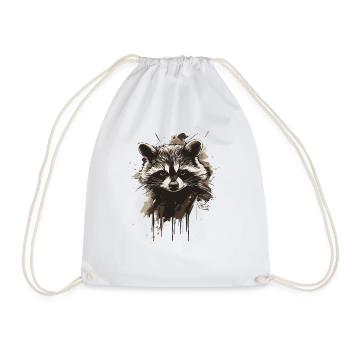 Waschbär - Turnbeutel - Weiß - Vorne
