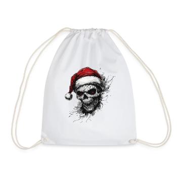 Skull with Santa hat - Drawstring Bag - white - Front