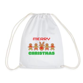 Série de rennes en pain d’épice - Tenue de Noël - Sac de sport léger - blanc - Devant