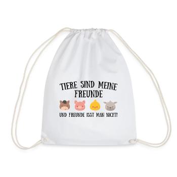 Tiere sind meine freunde Vegan Geschenk Plant - Turnbeutel - Weiß - Vorne