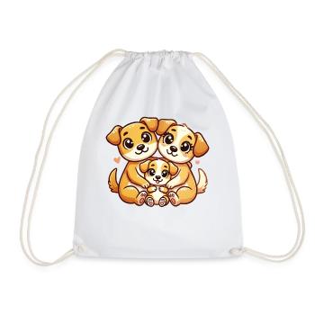 Chien aimant famille mère et père avec un enfant - Sac de sport léger - blanc - Devant