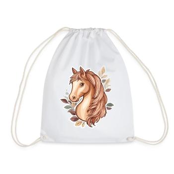 Horse Autumn Leaves - Drawstring Bag - white - Front
