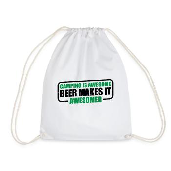 Camping is awesome, beer makes it awesomer 3 - Drawstring Bag - white - Front
