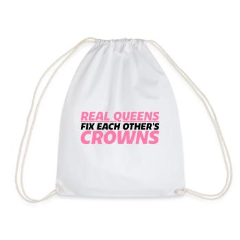 Real Queens Fix Each Other's Crowns 4 - Drawstring Bag - white - Front
