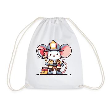 Souris mignonne pompier - Sac de sport léger - blanc - Devant
