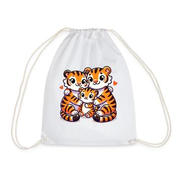 Famille Tigre Mère Et Père Avec Un Enfant - Sac de sport léger - blanc - Devant