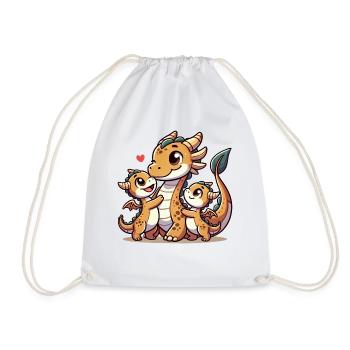 Parent dragon aimant avec deux enfants mignons - Sac de sport léger - blanc - Devant