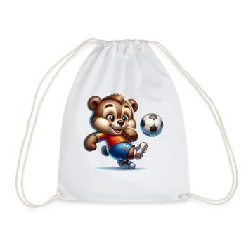 Mignon joueur de football ours - Sac de sport léger - blanc - Devant