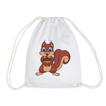 squirrel - Drawstring Bag - white - Front