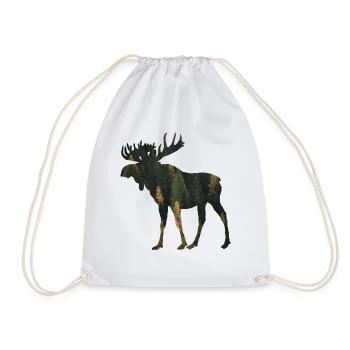 Elch Camping Jäger Naturfreund T-Shirt Geschenk - Turnbeutel - Weiß - Vorne