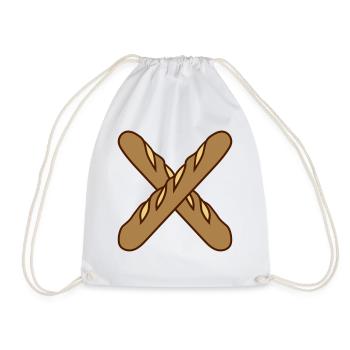 x kreuz baguette brot broetchen franzoesisch frank - Turnbeutel - Weiß - Vorne