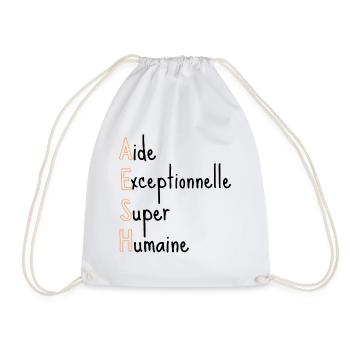AESH Aide Exceptionnelle Super Humaine - Sac de sport léger - blanc - Devant