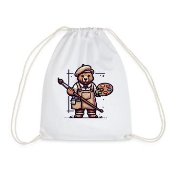 Cute Bear Artist - Drawstring Bag - white - Front