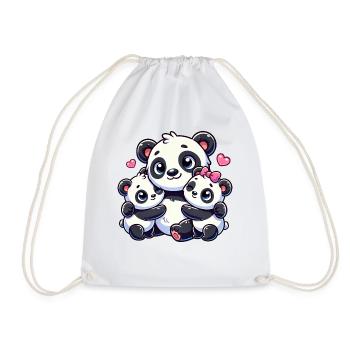 Parent panda aimant avec deux enfants mignons - Sac de sport léger - blanc - Devant