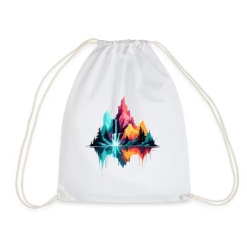 Serene Landscape Calm Tranquil Nature Mountains - Drawstring Bag - white - Front