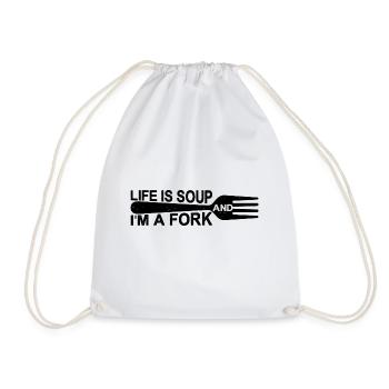 Life Is Soup And I'm A Fork 12 - Drawstring Bag - white - Front