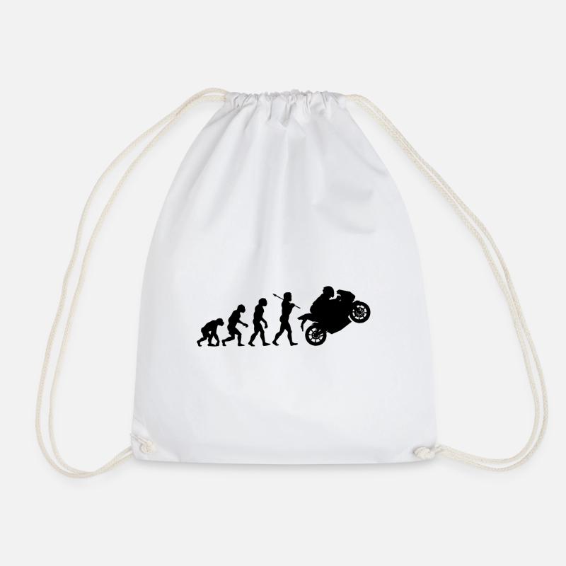 Biker evolution - Drawstring Bag - white