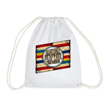 Caution Does Not Play Well With Others 97 - Drawstring Bag - white - Front