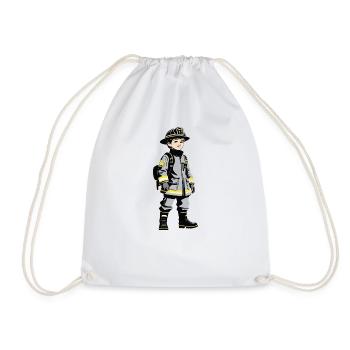 Firefighter Boy - Cute Job Design - Drawstring Bag - white - Front