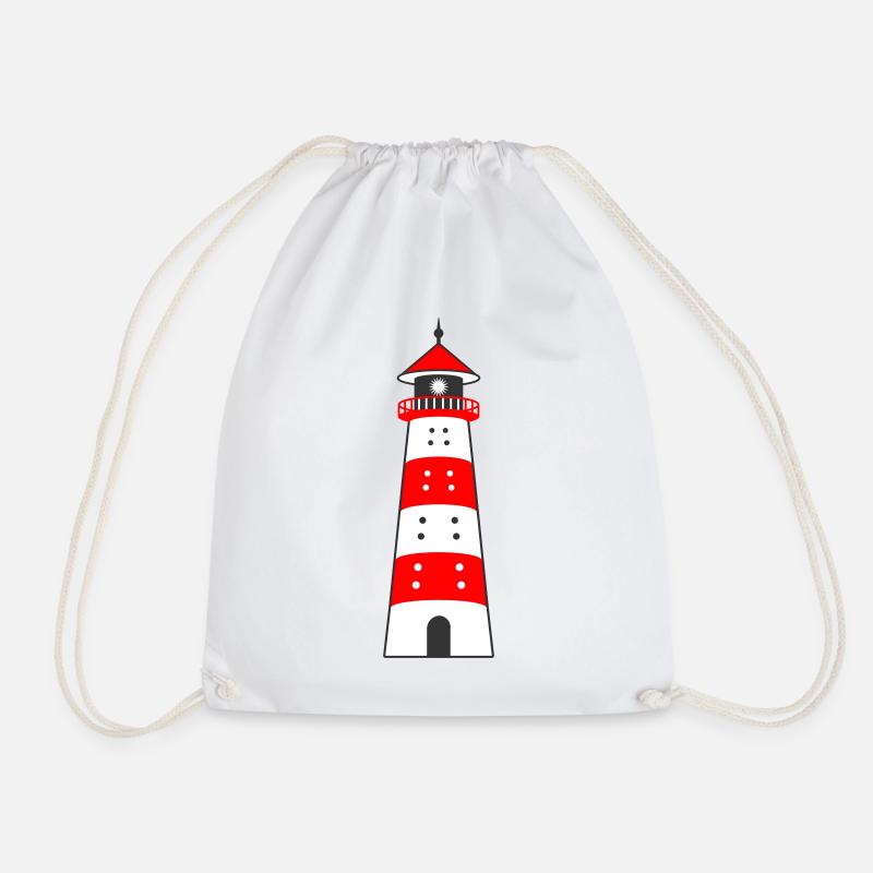 Lighthouse white-red - Drawstring Bag - white