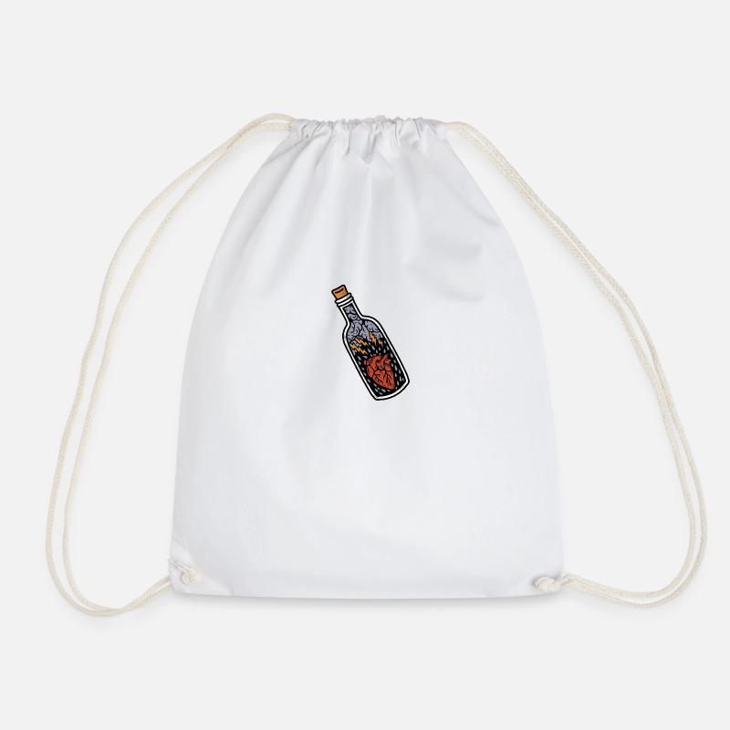 Tattoo style design bottle with heart - Turnbeutel - Weiß